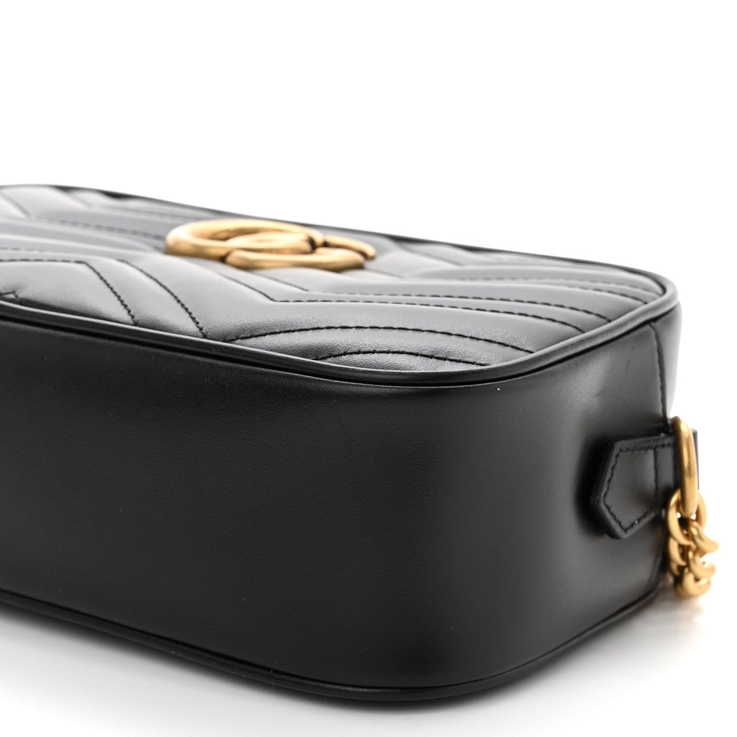 Calfskin Matelasse Small GG Marmont Chain Shoulder Bag Black