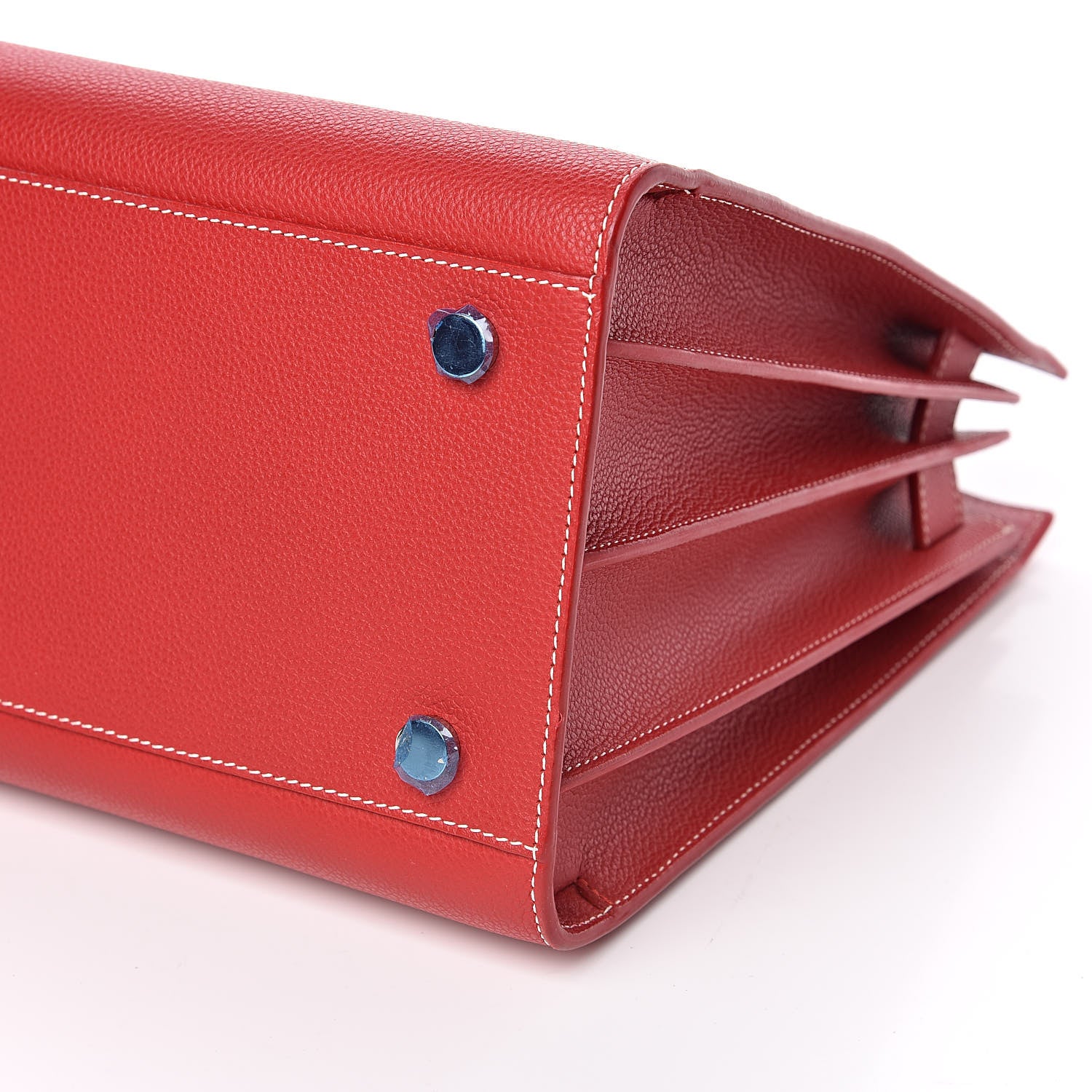 Saint Laurent Grained Calfskin Topstich Small Sac De Jour Red 9 of 11