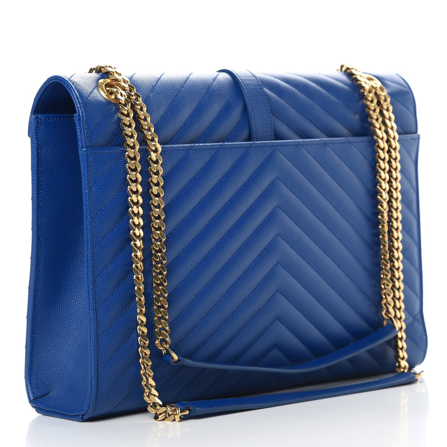 Grain De Poudre Matelasse Chevron Large Monogram Satchel Blue Majorelle