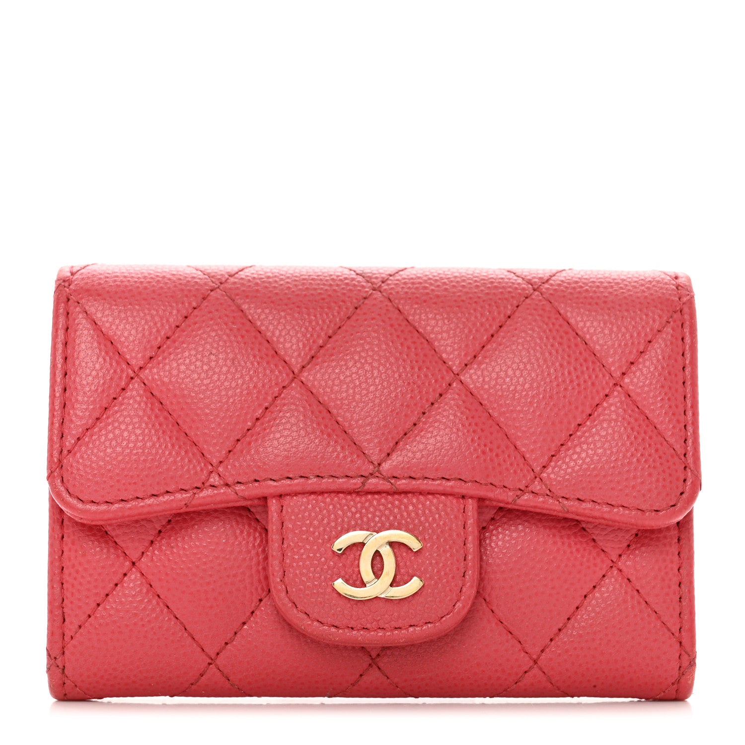 Chanel Caviar Quilted Flap Card Holder Wallet Dark Pink 1 of 10