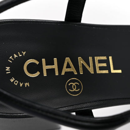 Chanel Lambskin Logo Platform Sandals 39 Black 7 of 11