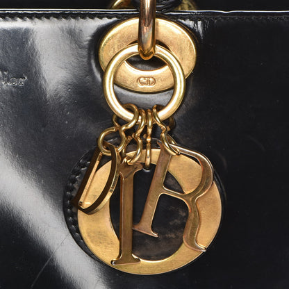 Christian Dior Vintage Patent Medium Lady Dior Black 11 of 13
