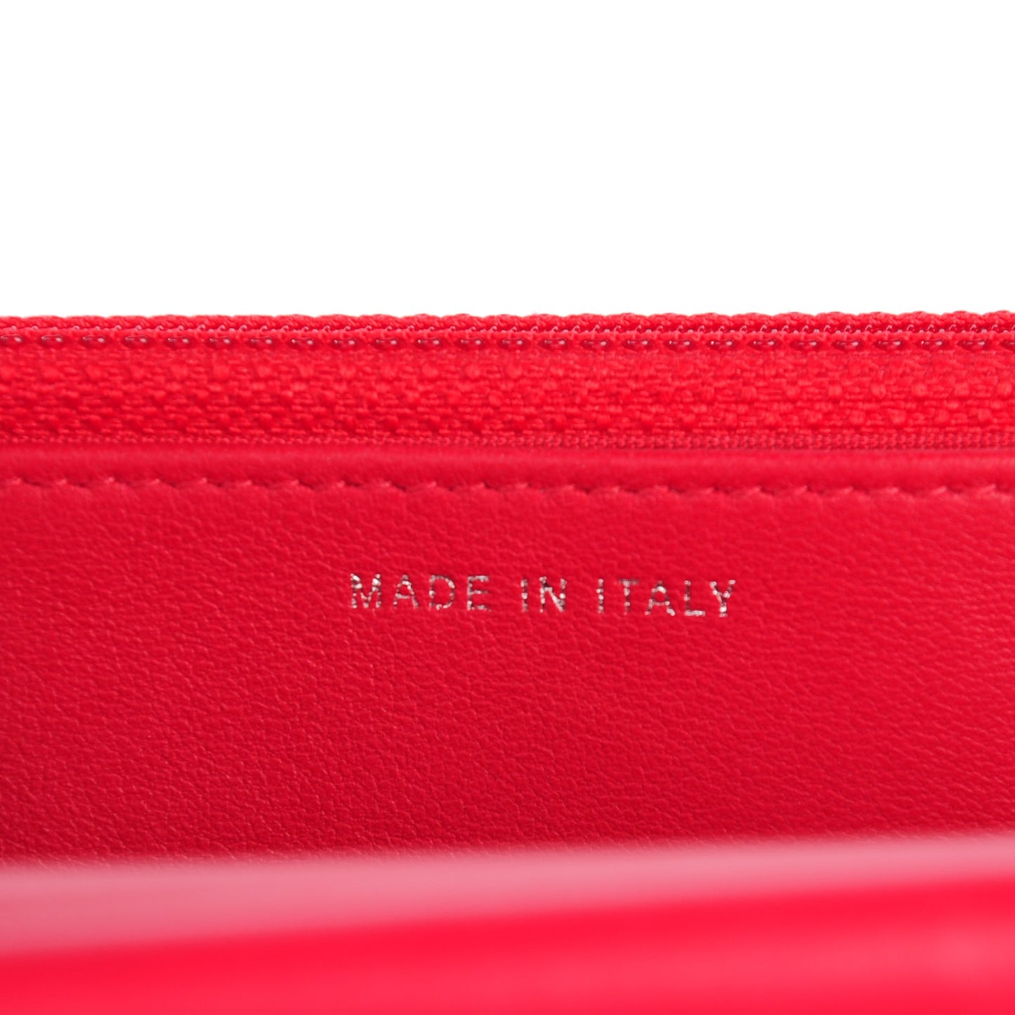 Lambskin Quilted Diamond CC Wallet On Chain WOC Red