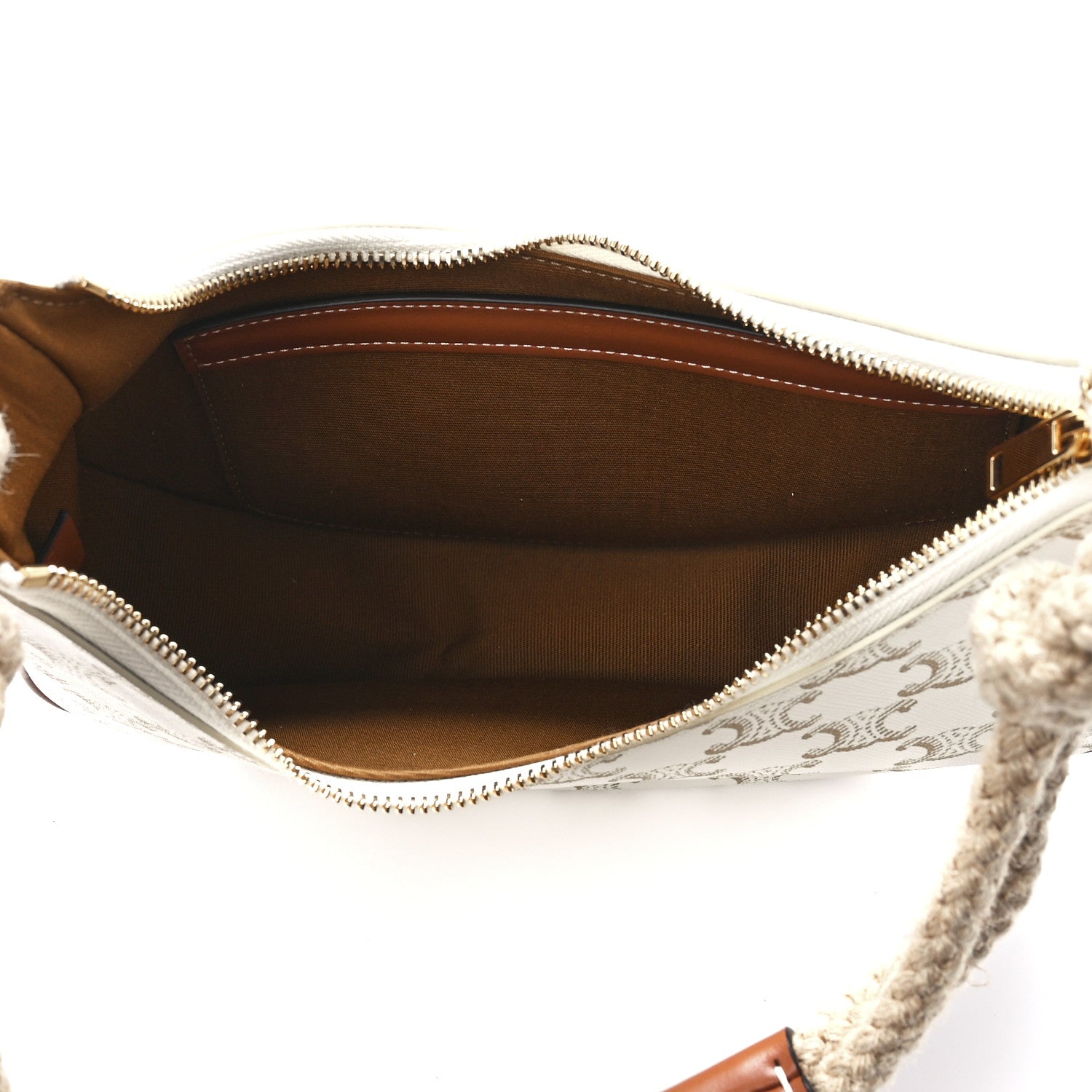 Celine Canvas Calfskin Ava Rope Triomphe Shoulder Bag White 5 of 12