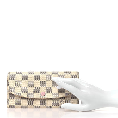 Louis Vuitton Damier Azur Emilie Wallet Rose Ballerine 2 of 12