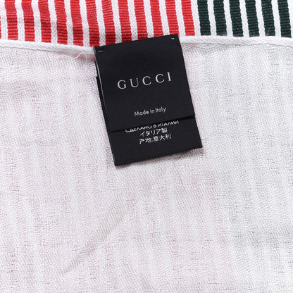 Gucci Wool Silk Monogram Web Scarf White 3 of 4