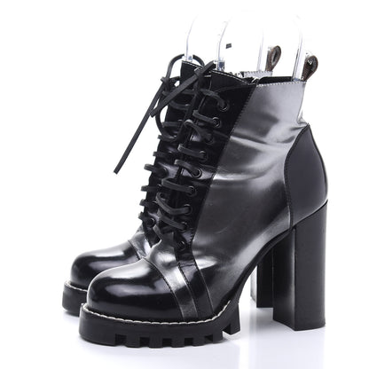 Louis Vuitton Metallic Calfskin Patent Star Trail Ankle Boots 38 Black 3 of 12