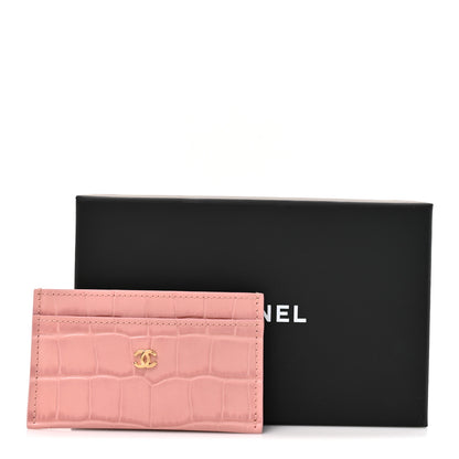 Chanel Calfskin Crocodile Embossed Crococo Card Holder Light Pink 8 of 8