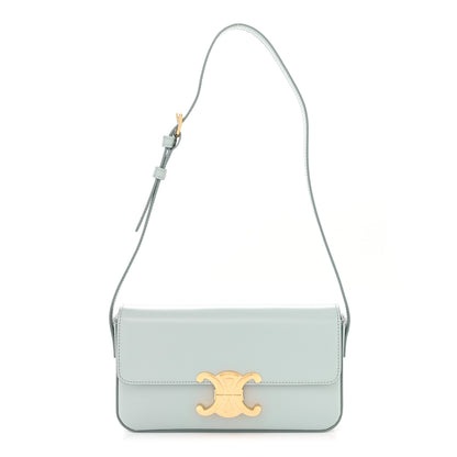 Celine Shiny Calfskin Triomphe Shoulder Bag Soft Blue 1 of 11