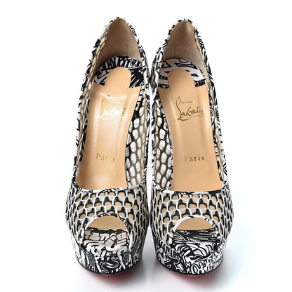 Christian Louboutin Maxi Fishnet Very Lace Fetish Peep 150 Pumps 40 Version Latte Black 6 of 9