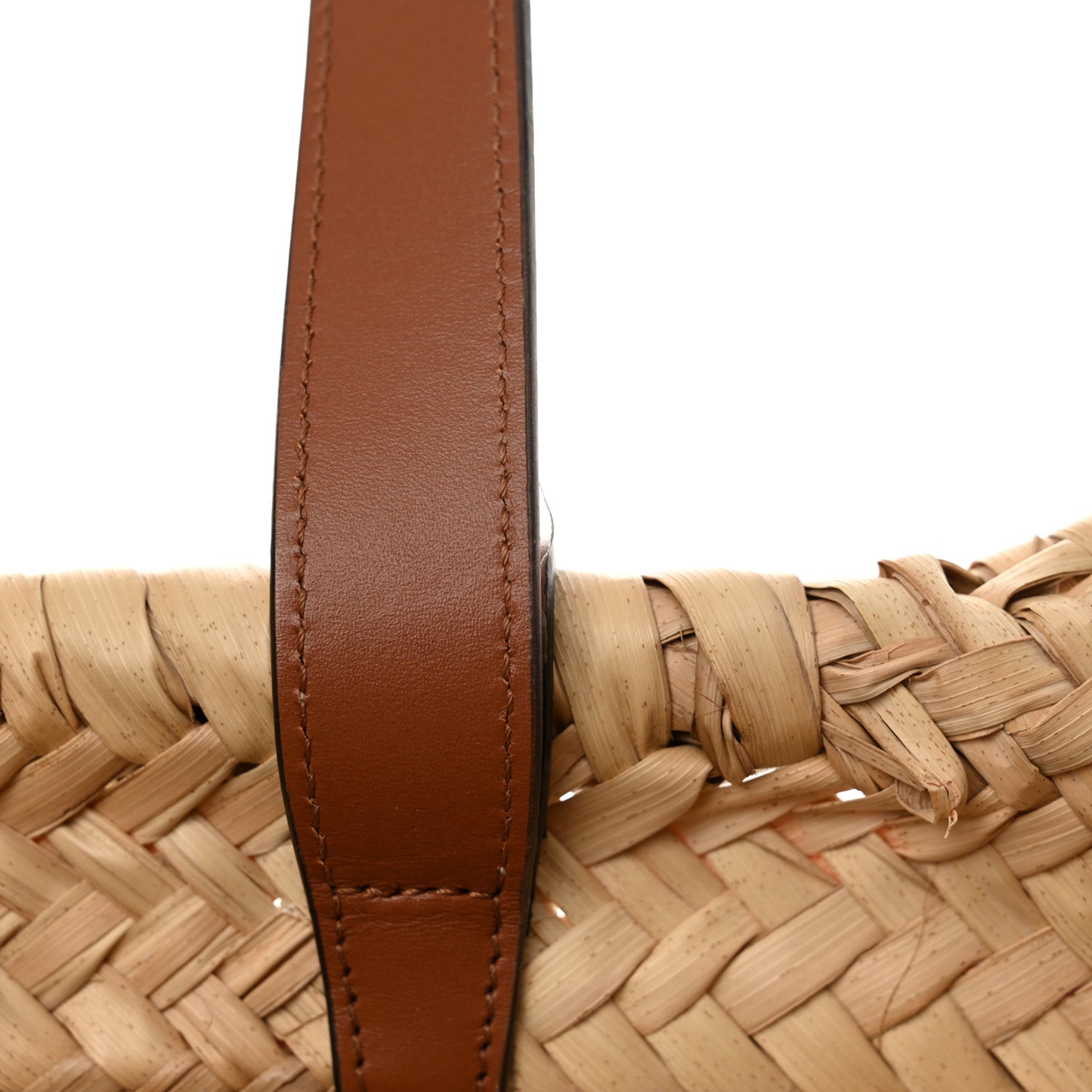 Raffia Calfskin Triomphe Medium Panier Tan