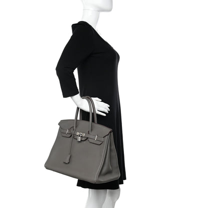 Hermes Taurillon Clemence BIRKIN 35 Etain 2 of 17