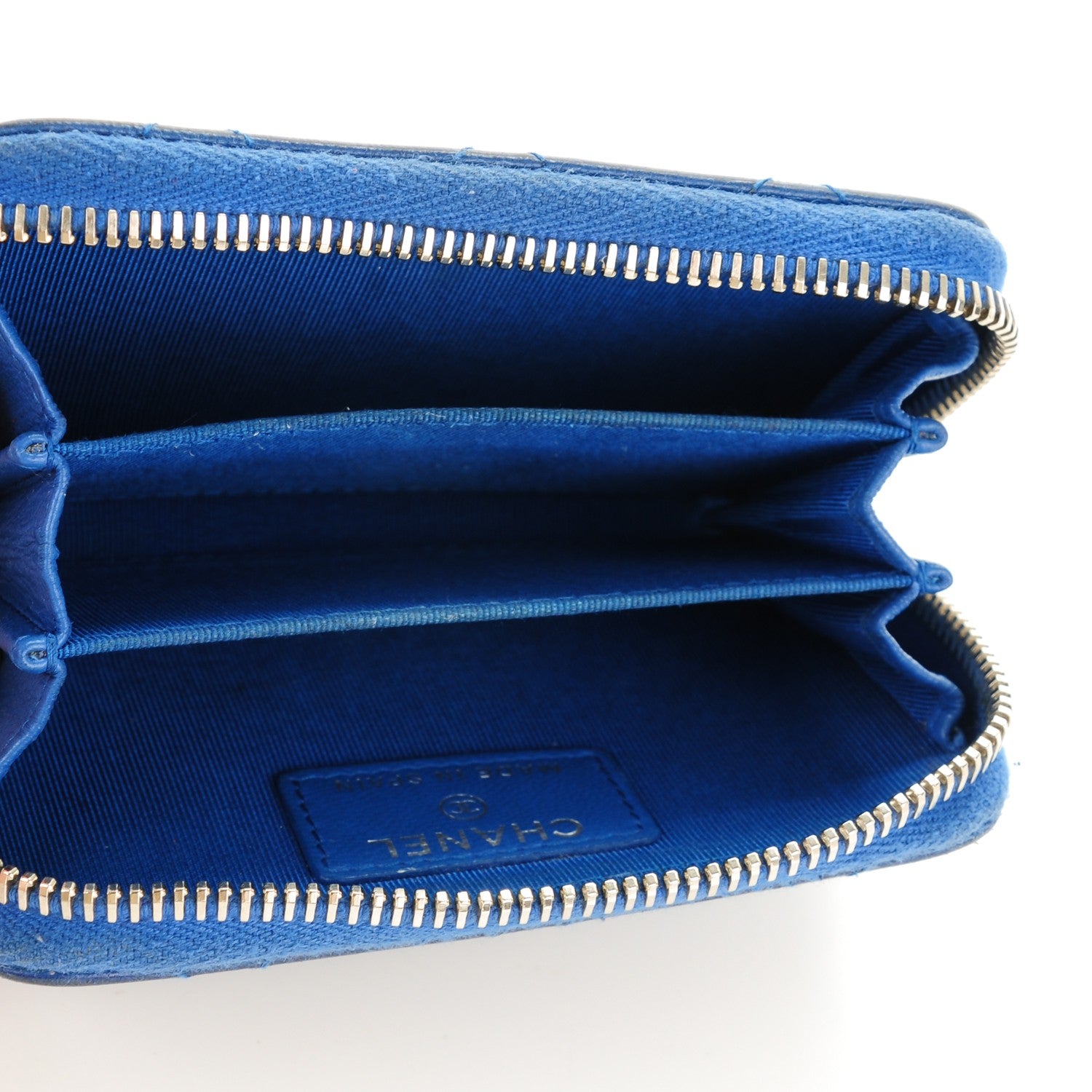 Chanel Lambskin Quilted Zip Around Coin Purse Wallet Blue 5 of 7