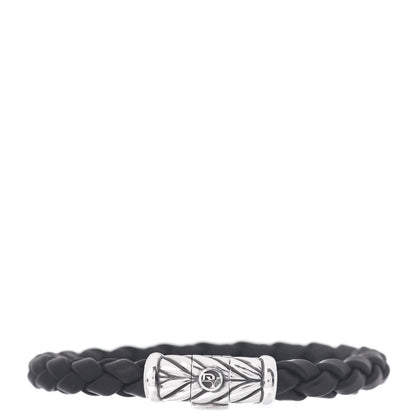 David Yurman Sterling Silver Rubber 8mm Chevron Weave Bracelet Black 3 of 4