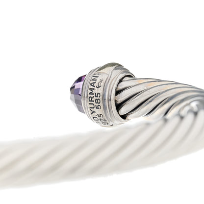 David Yurman Sterling Silver 14K Yellow Gold Amethyst 5mm Cable Classics Bracelet 3 of 3