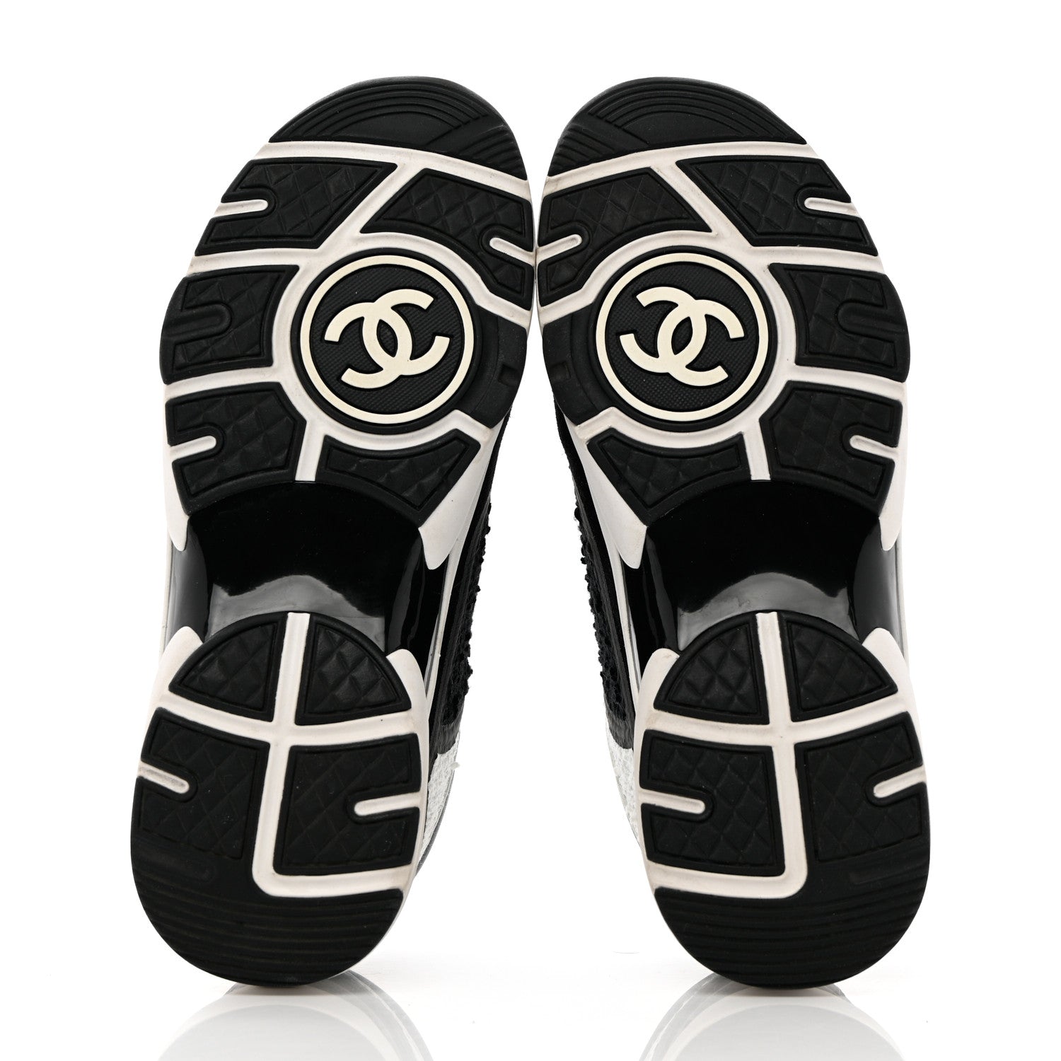 Chanel Tweed Suede Calfskin CC Sneakers 36.5 Black White 5 of 14