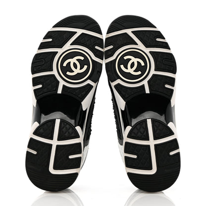 Chanel Tweed Suede Calfskin CC Sneakers 36.5 Black White 5 of 14