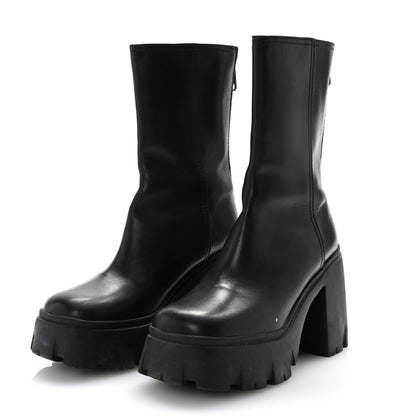 Miu Miu Calfskin Zip Lug Sole Boots 35 Black 4 of 9