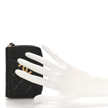 Chanel Caviar Quilted Studded CC Zip Card Holder Black 2 of 9
