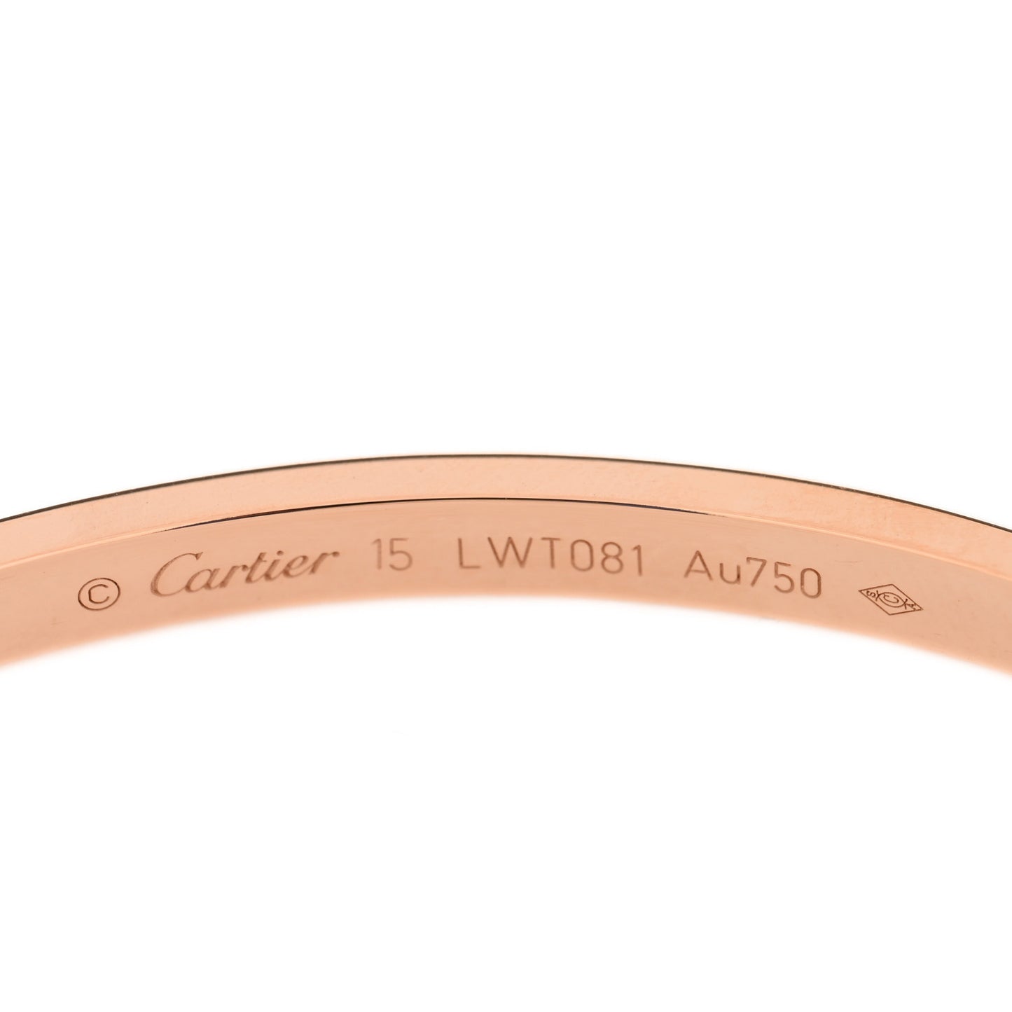 18K Pink Gold 6 Diamond Small LOVE Bracelet 15