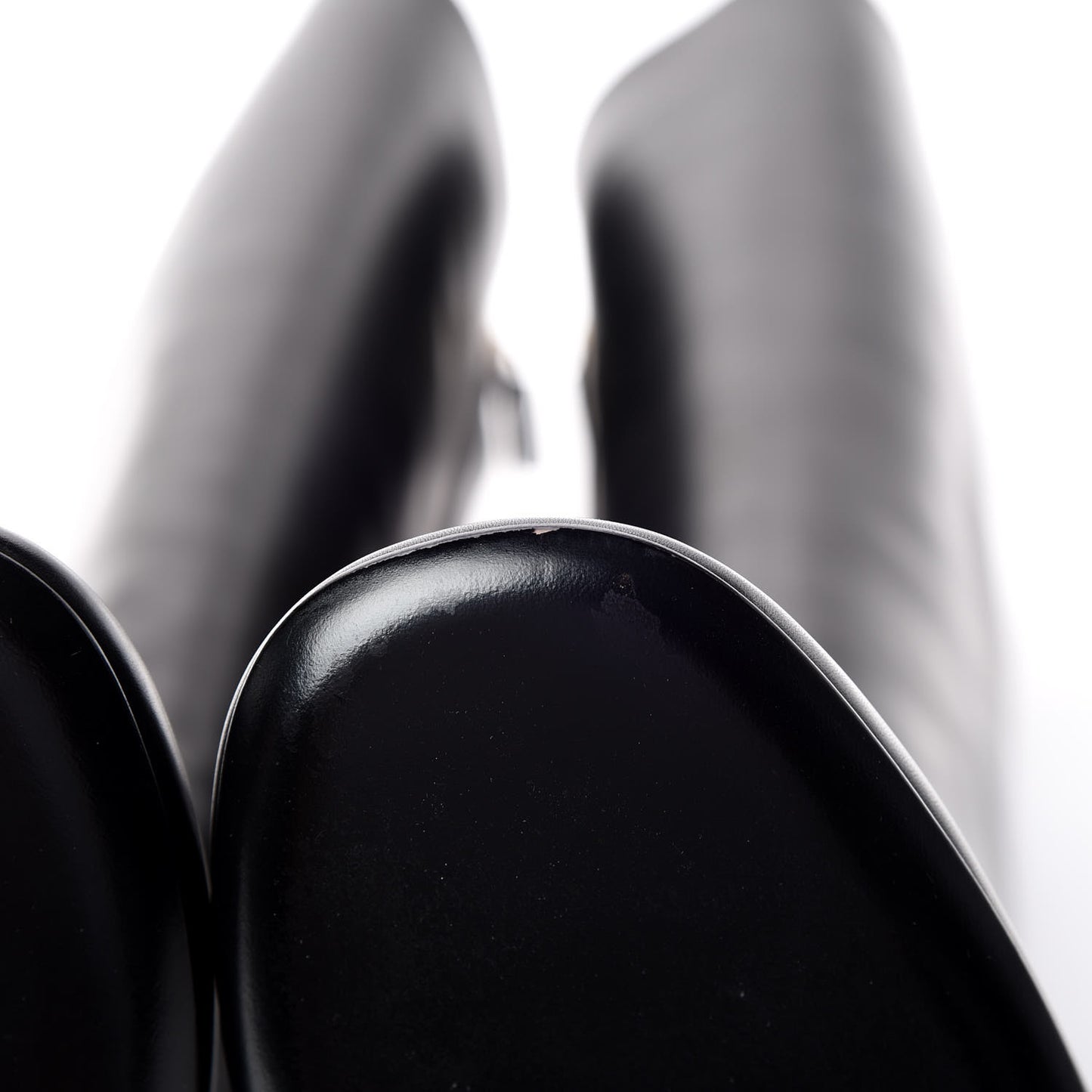 Calfskin Knee High Crystal Boots 39.5 Black