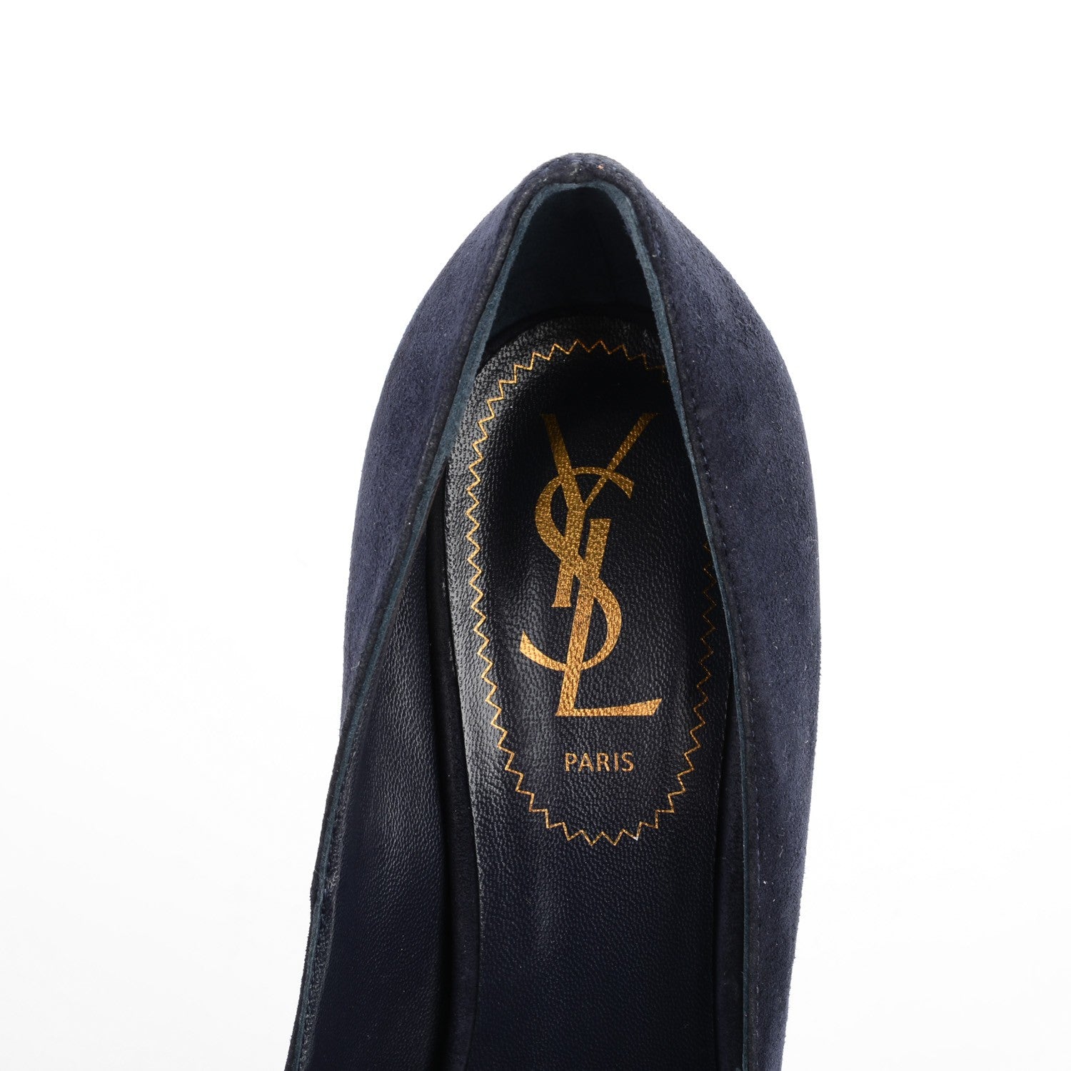 Saint Laurent Suede Tribtoo 105 Platform Pumps 37 Navy 7 of 7