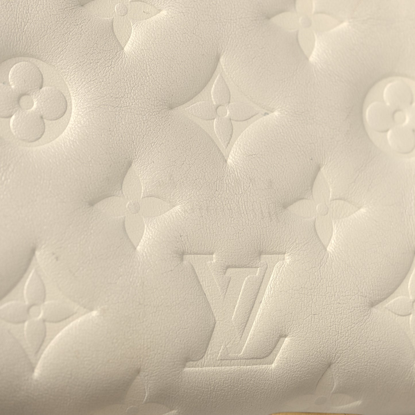 Lambskin Embossed Monogram Coussin PM Beige Cream