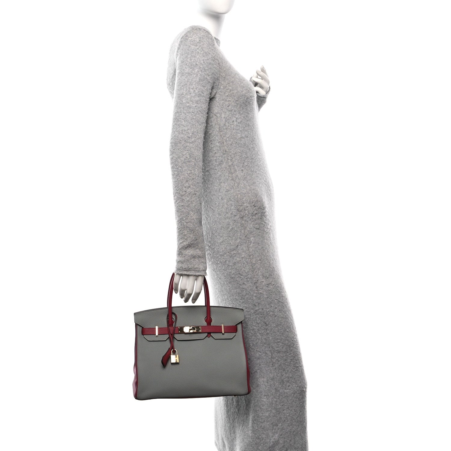 Hermes Togo Birkin 30 Gris Mouette Rouge Grenat 3 of 13