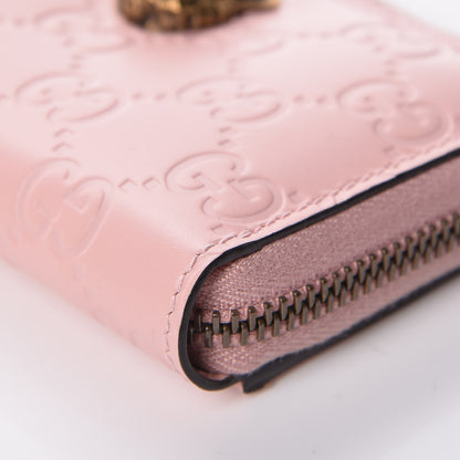 Gucci Guccissima Signature Crystal Cat Zip Around Card Case Light Candy Pink 12 of 13