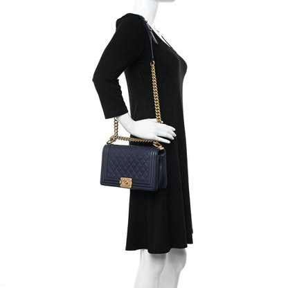 Chanel Caviar Quilted Medium Boy Flap Navy 2 of 10