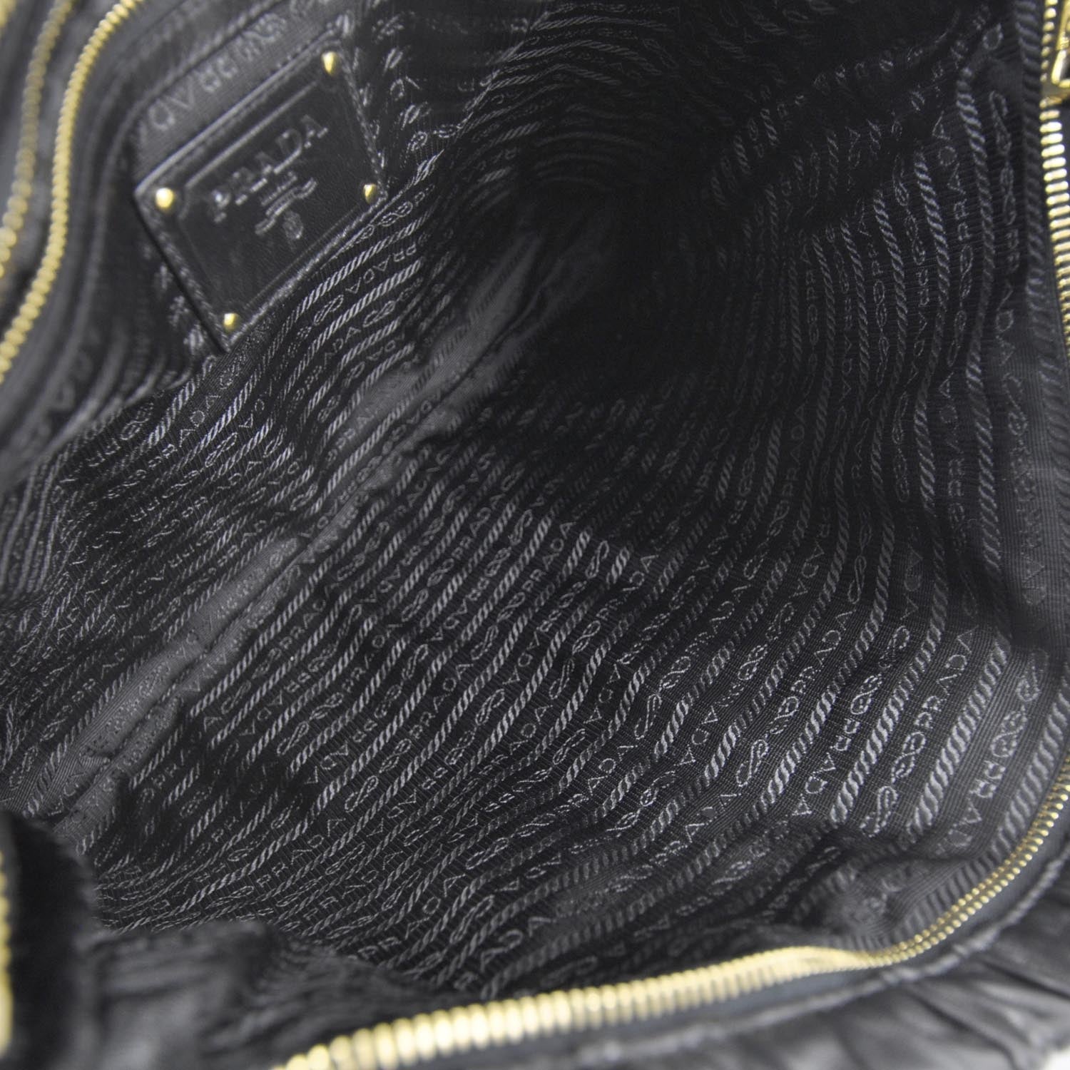 Prada Nappa Dressy Gaufre Ruched Clutch Nero 6 of 10