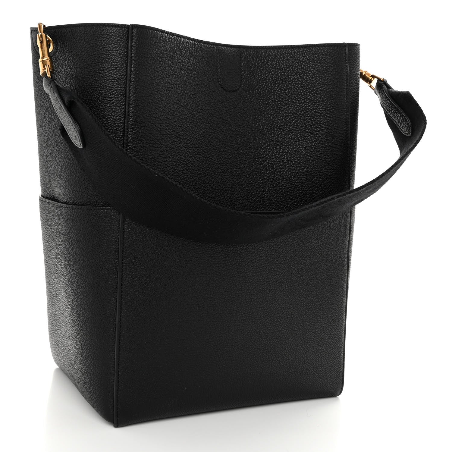 Celine Soft Grained Calfskin Sangle Bucket Bag Black 3 of 10