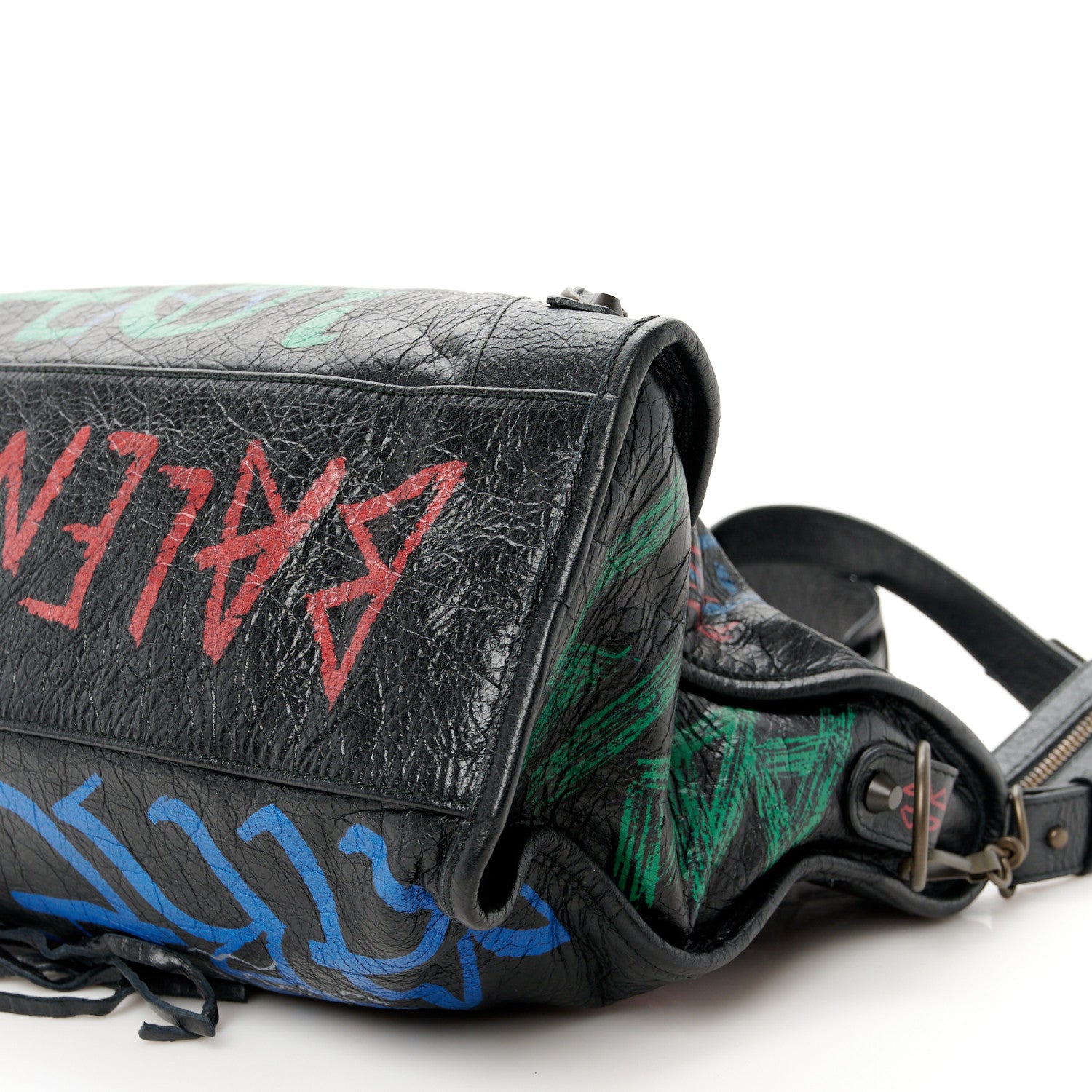 Balenciaga Agneau Graffiti All Over Classic Hardware City Black Vert Rouge 11 of 11