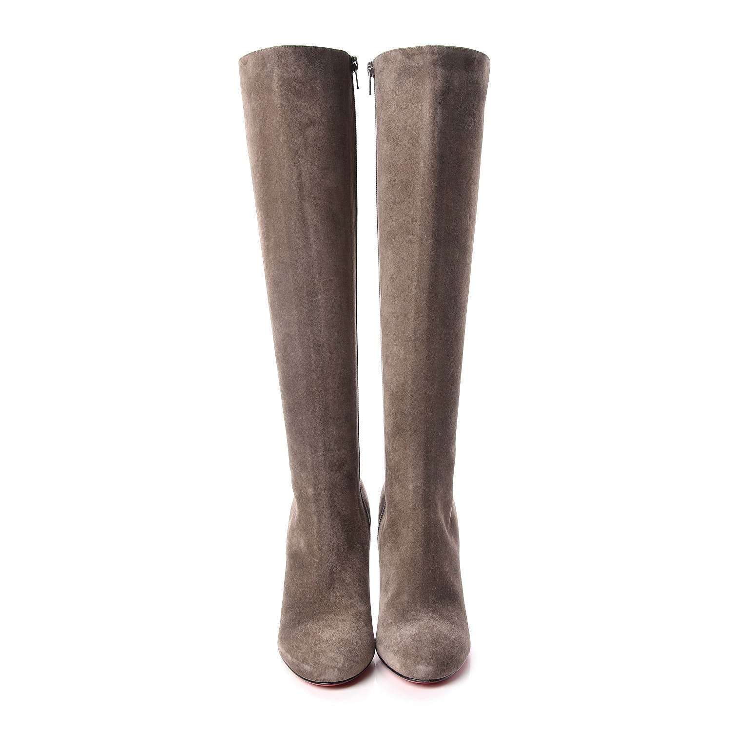 Christian Louboutin Veau Velours Fifi Botta 100 Knee Boots 38.5 Cendre 2 of 9