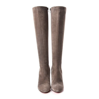 Christian Louboutin Veau Velours Fifi Botta 100 Knee Boots 38.5 Cendre 2 of 9