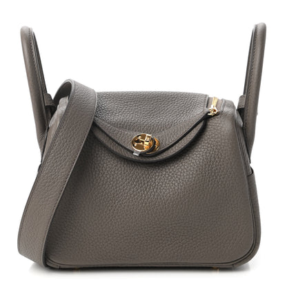 Hermes Taurillon Clemence Mini Lindy 20 Etain 1 of 11