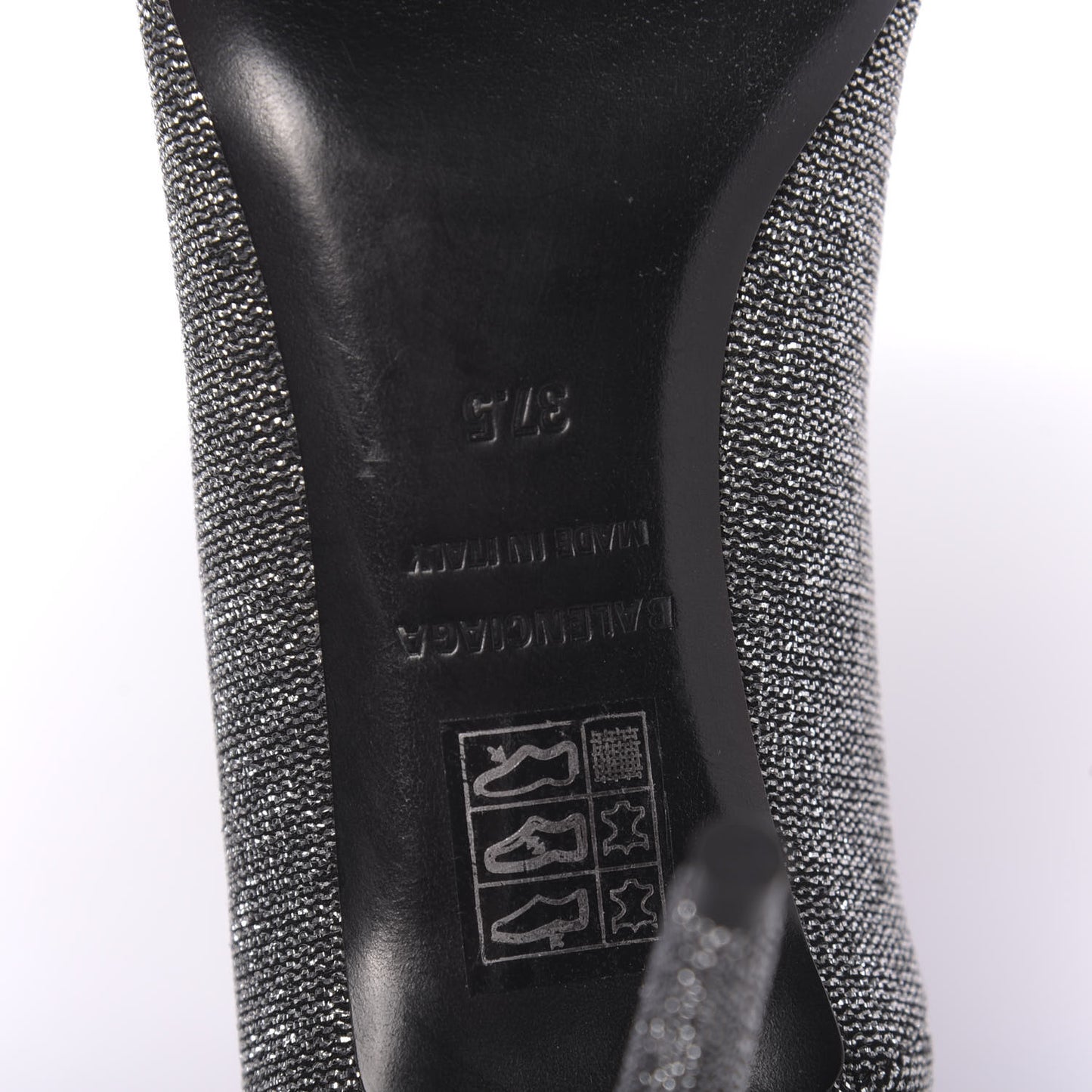 Shiny Fabric Square Knife 80mm Pumps 37.5 Silver