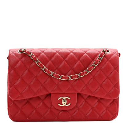 Chanel Caviar Quilted Jumbo Double Flap Red 1 of 9