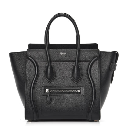 Celine Drummed Calfskin Micro Luggage Black 1 of 10