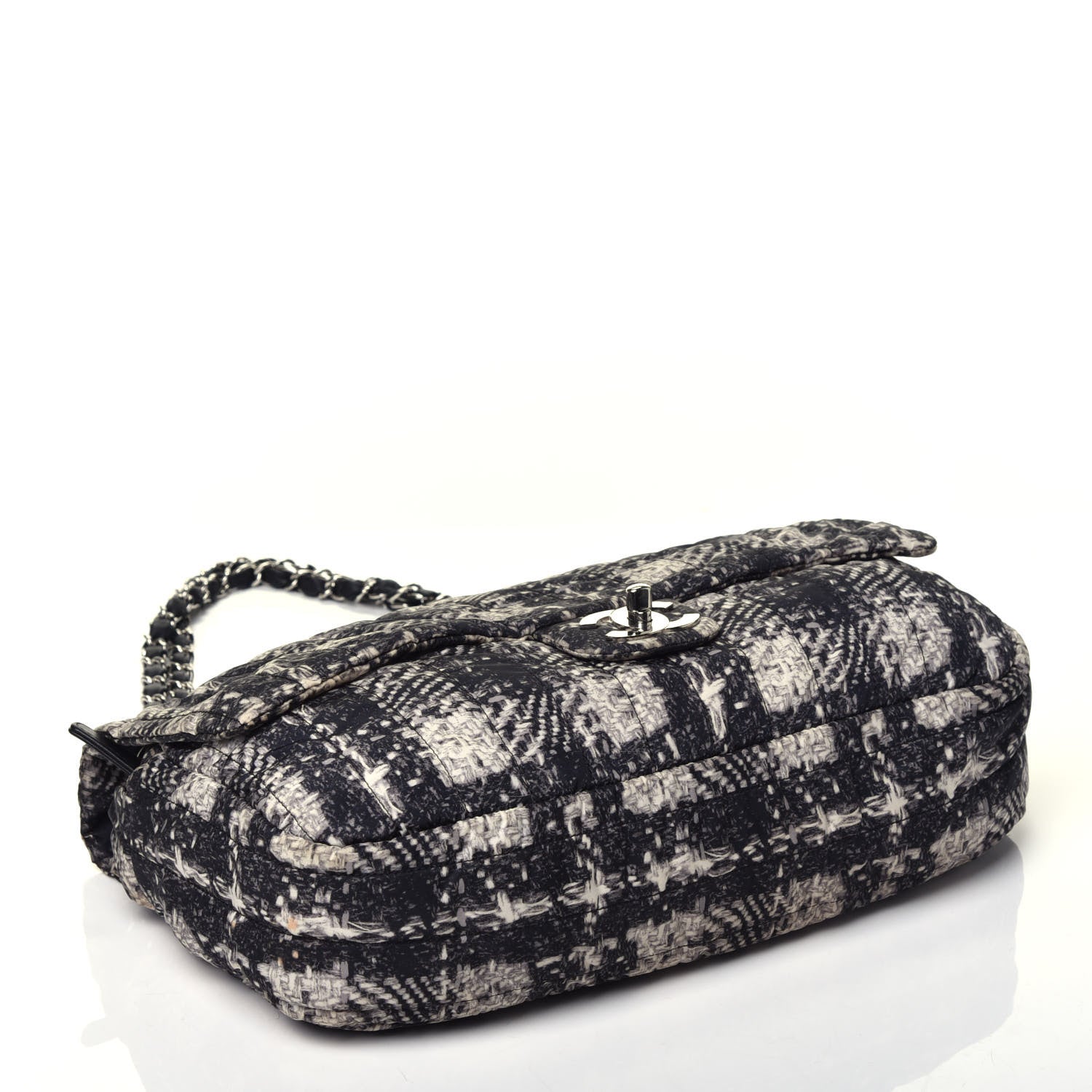 Chanel Nylon Tweed Print Jumbo Flap Black 4 of 12
