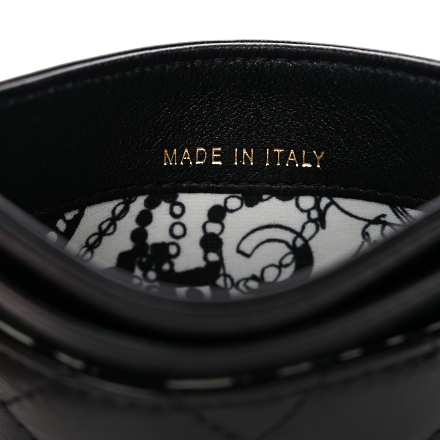 Caviar Quilted Textured CC Card Holder Black