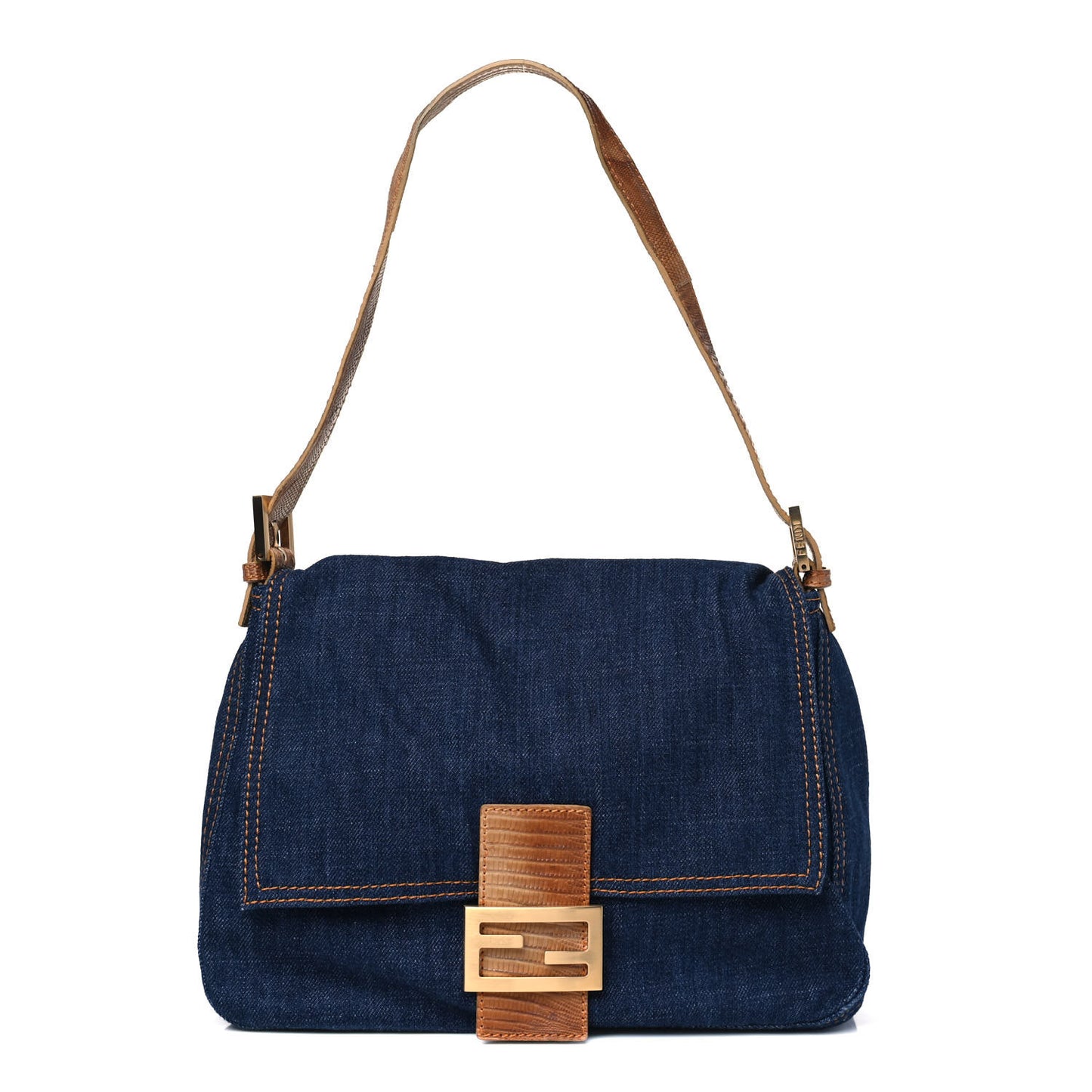Denim Lizard Mama Baguette Blue