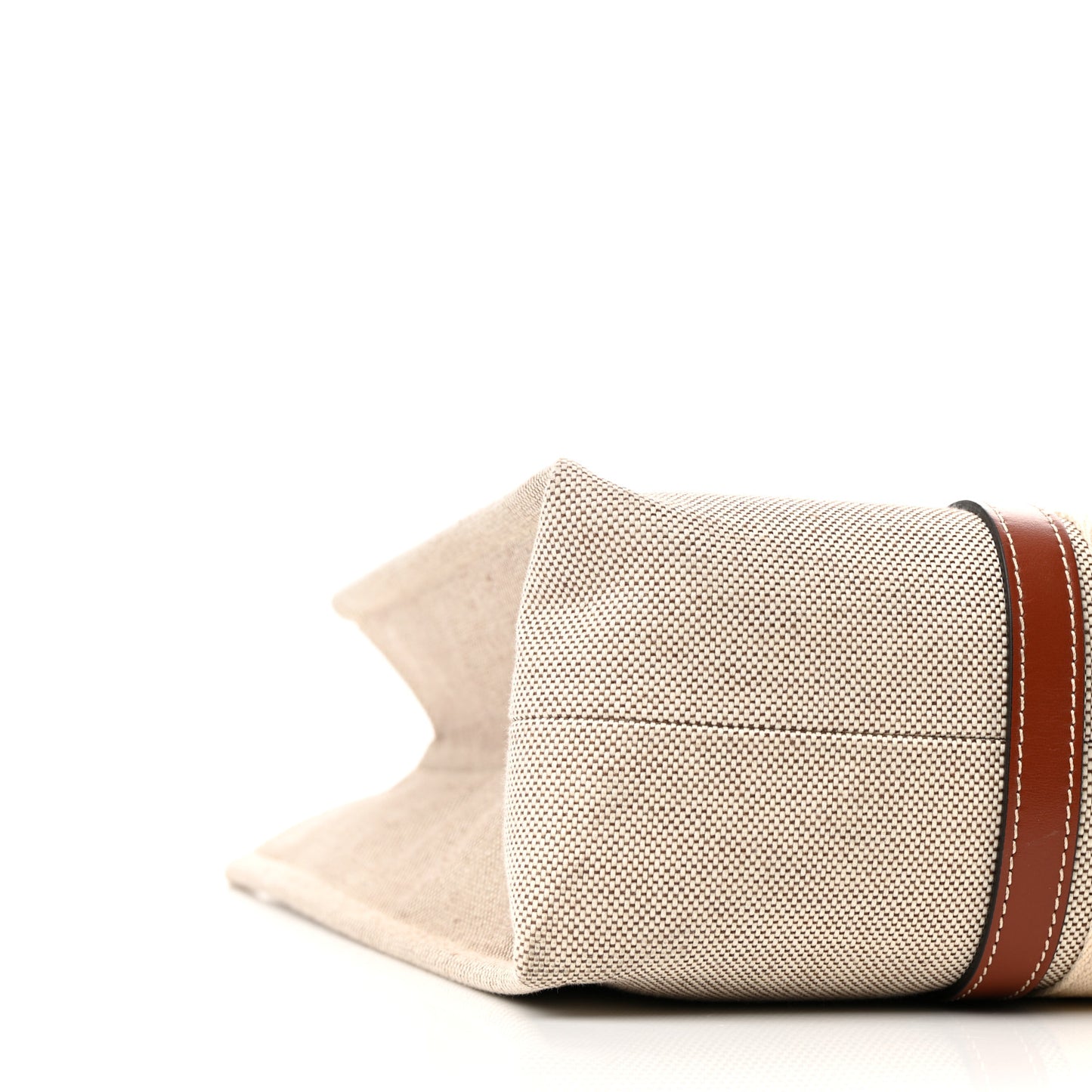 Cotton Calfskin Large Woody Ribbon Tote White Brown