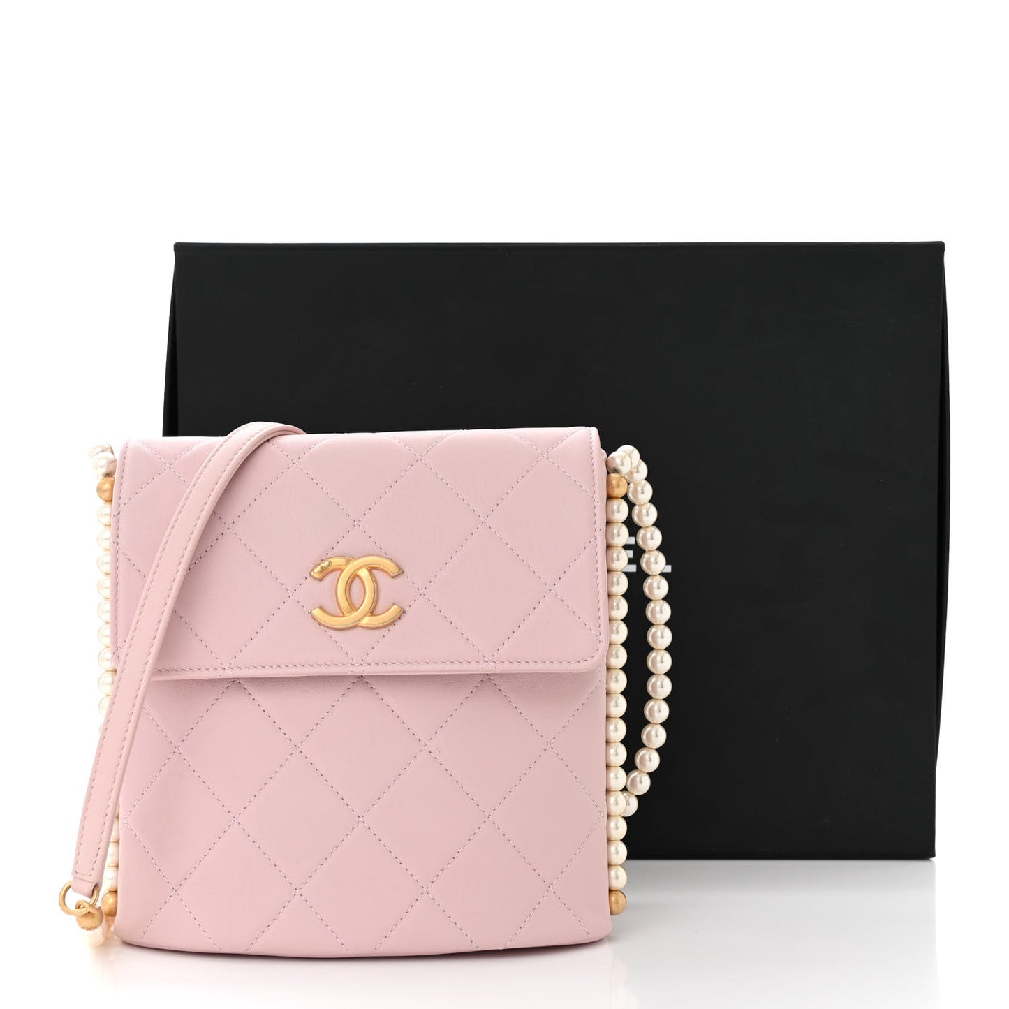 Calfskin Quilted Pearl Small About Pearls Hobo Bag Light Pink