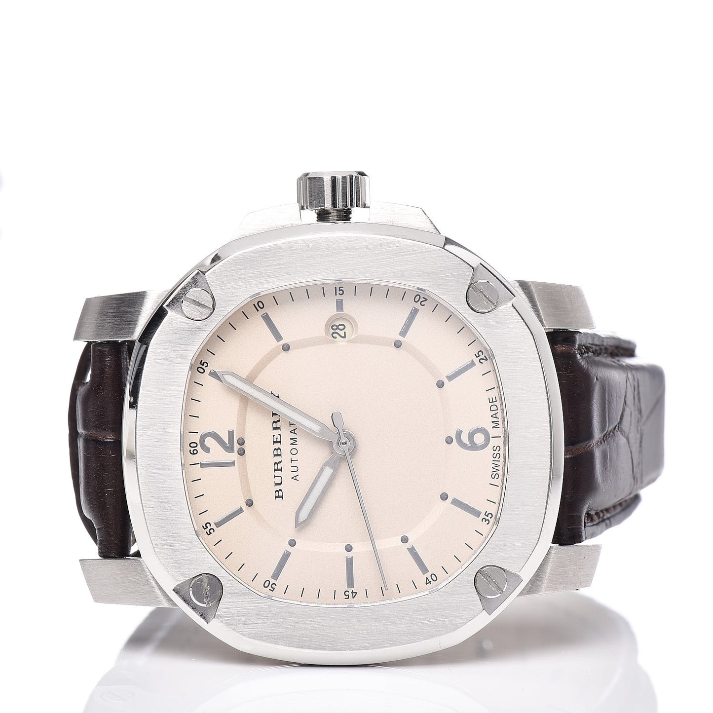 Stainless Steel Alligator 43mm The Britain Automatic Watch Ivory BBY1201