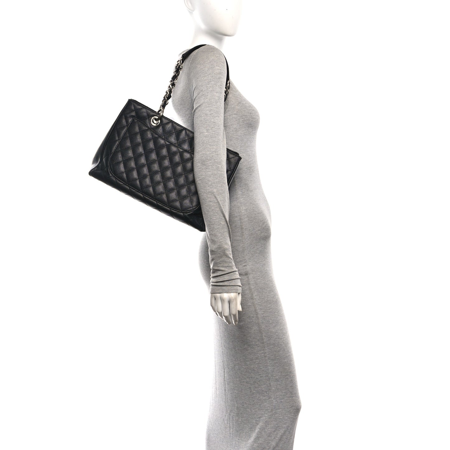 Caviar Quilted Grand Shopping Tote GST Black  Black