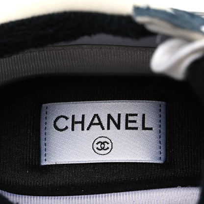 Chanel Nylon Calfskin Suede CC Womens Sneakers 38.5 Navy White Orange 9 of 12