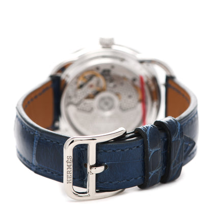 Hermes 18K White Gold Alligator Diamond Bezel Aventurine 34mm Arceau Automatic Watch Bleu Saphir 3 of 5
