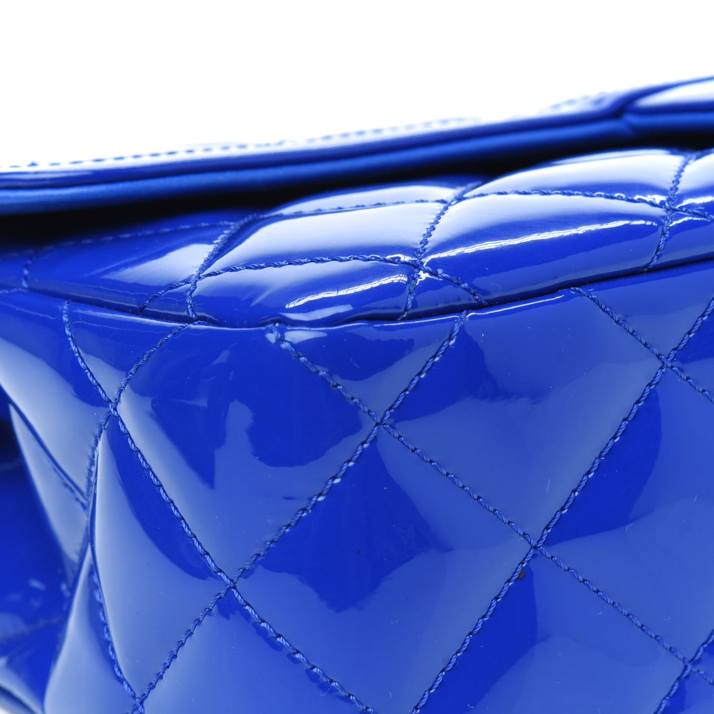 Patent Quilted Large Coco Shine Flap Blue
