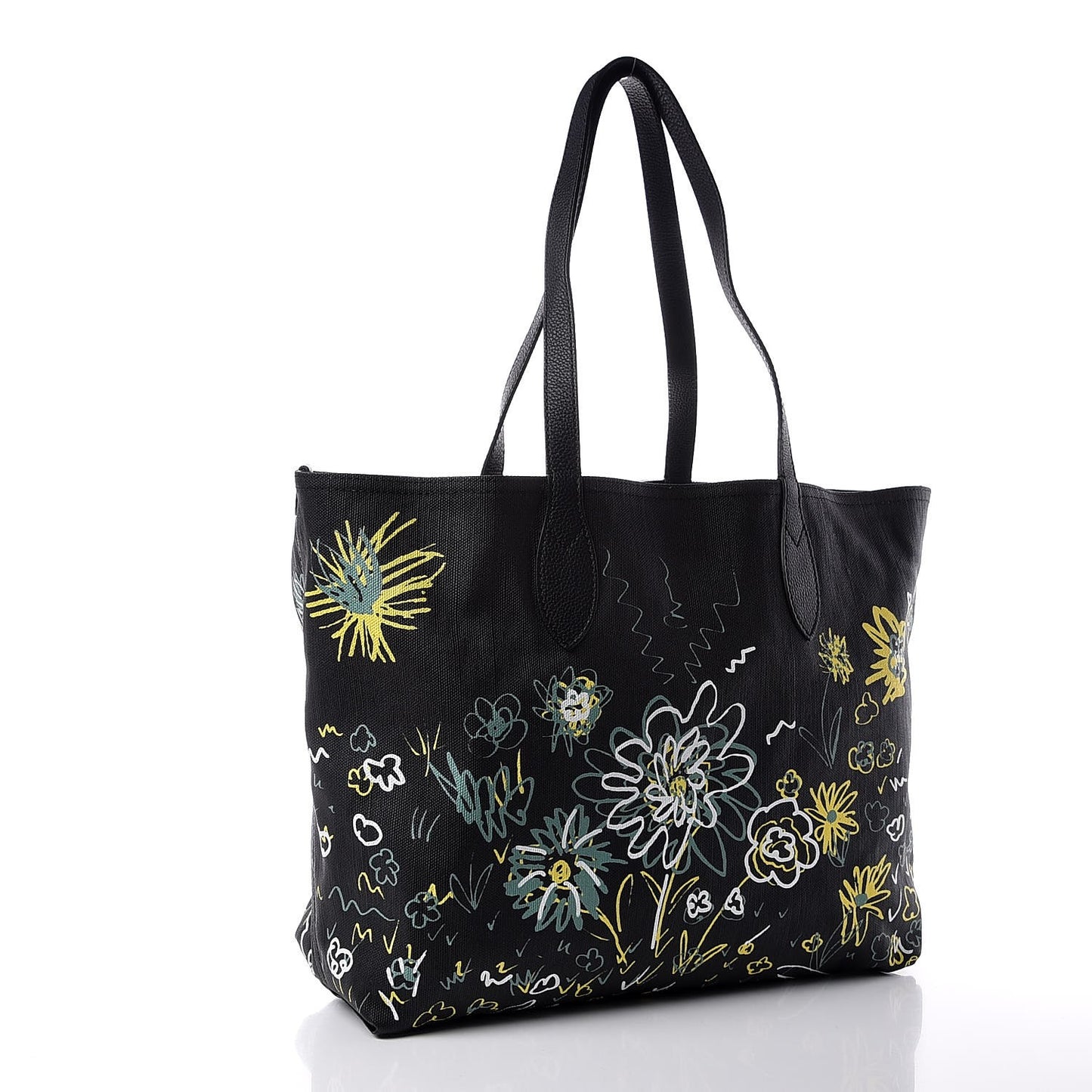 Coated Canvas Medium Reversible Doodle Tote Black